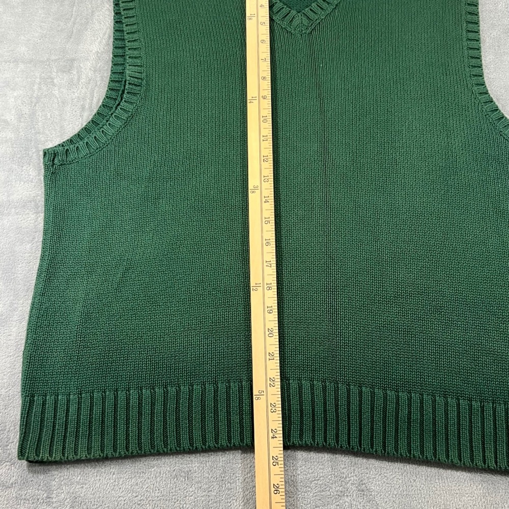 Polo Jeans Co Ralph Lauren Mens Large Green Cotton V-Neck Knit Sweater Vest L - Picture 3 of 9